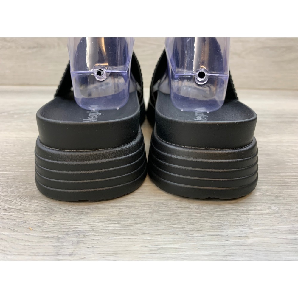 Alegria Women's Black Ribbed Textile Platform Slide Sandals 11.5 Comfort Shoes - Picture 4 of 11
